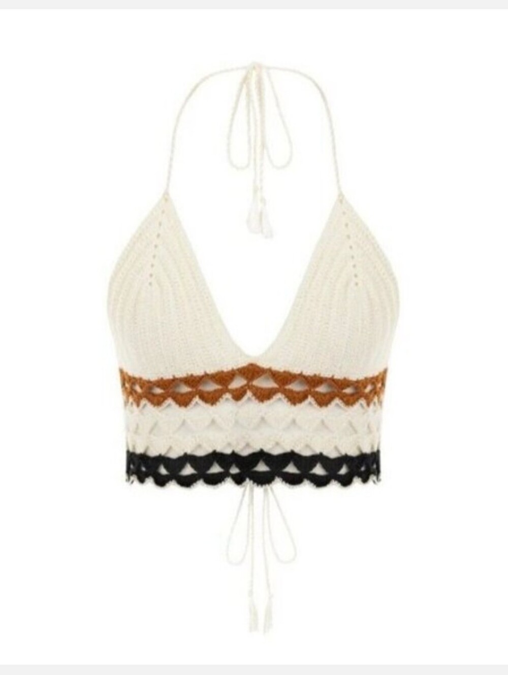 My Beachy Side Finch Hand Crocheted Embroidered Halter Top Small